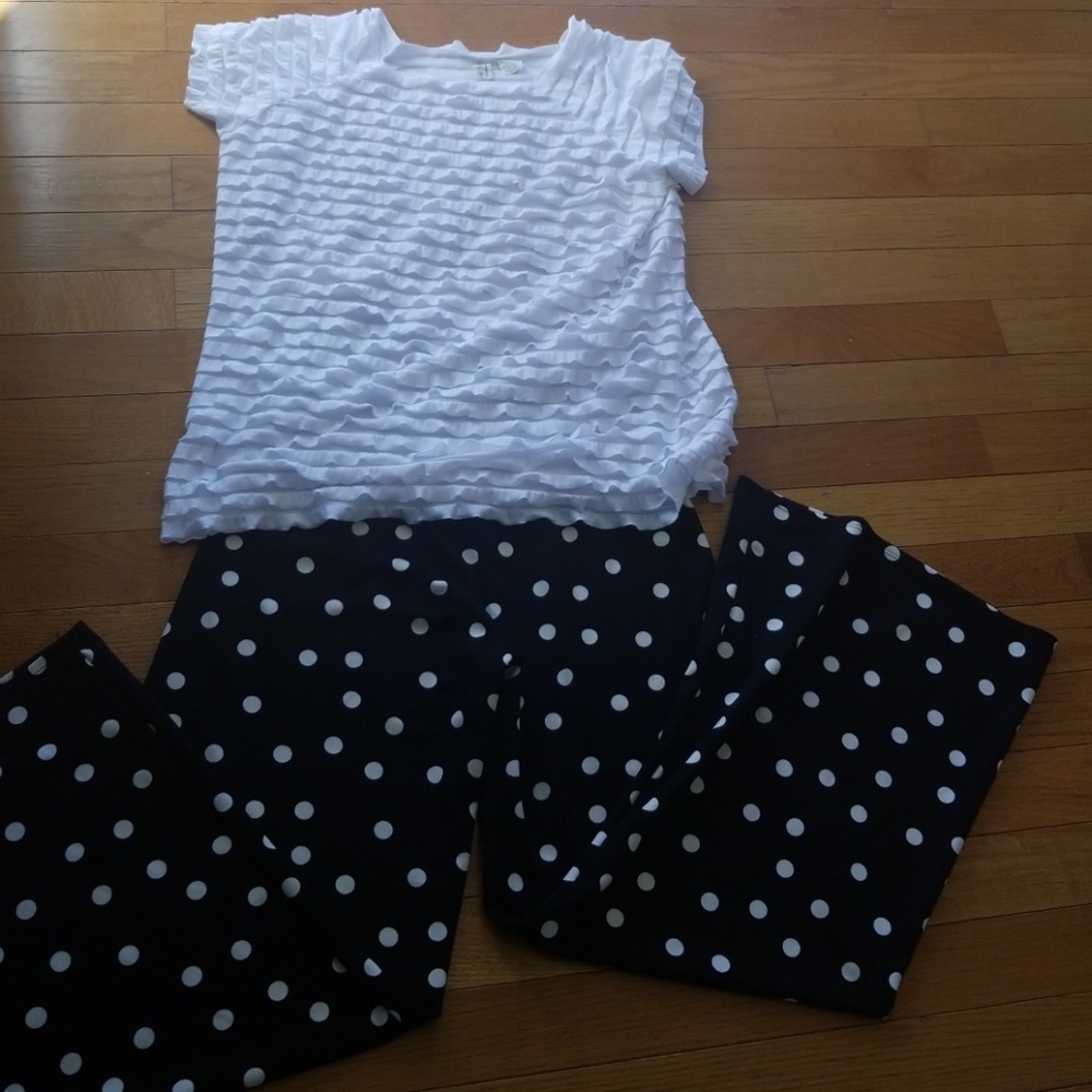 Acting Pro Black & White Polka Dot Palazzo XL